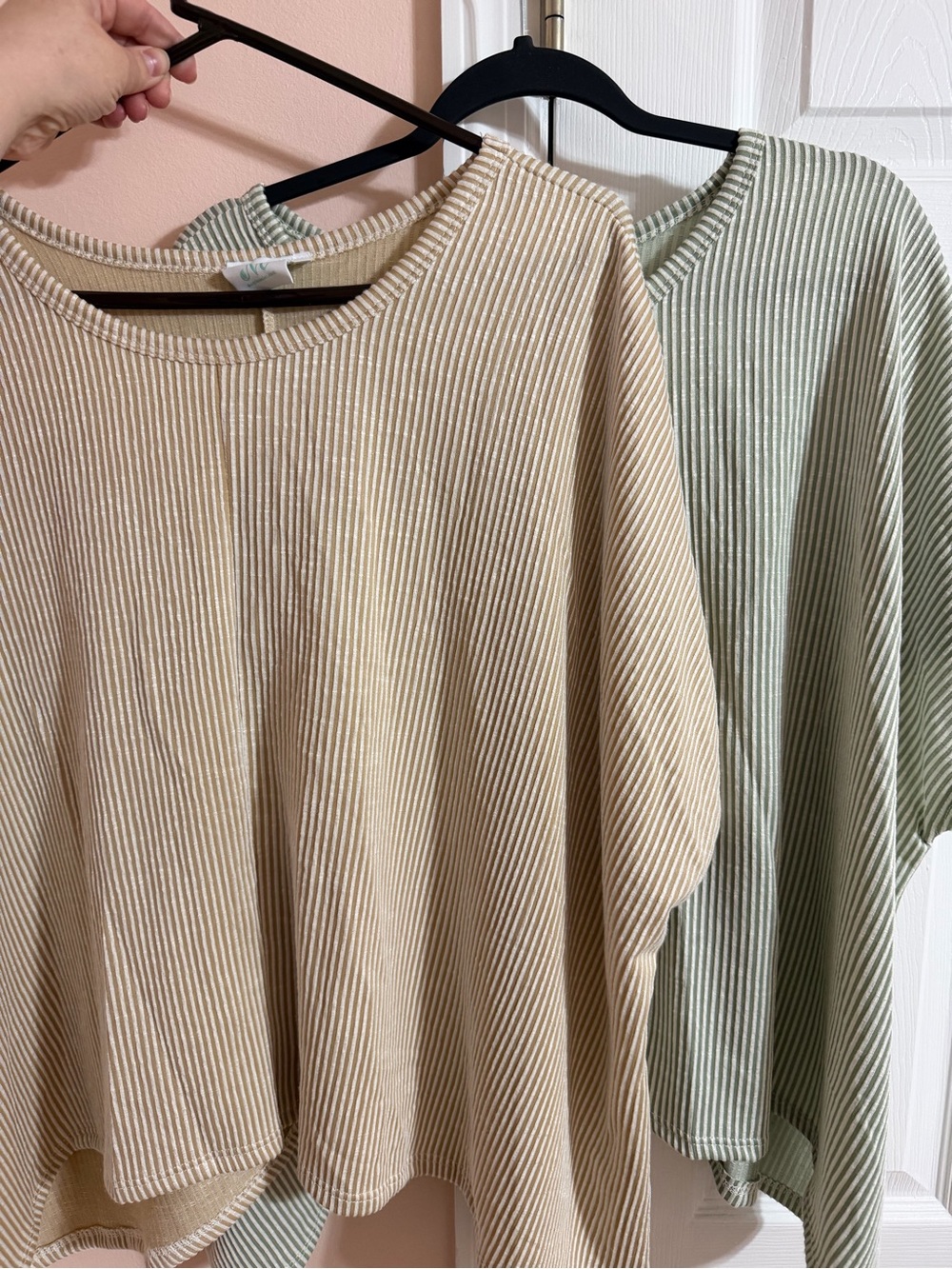 Bundle Women’s Ribbed Tunic Top - Beige and Sage Green